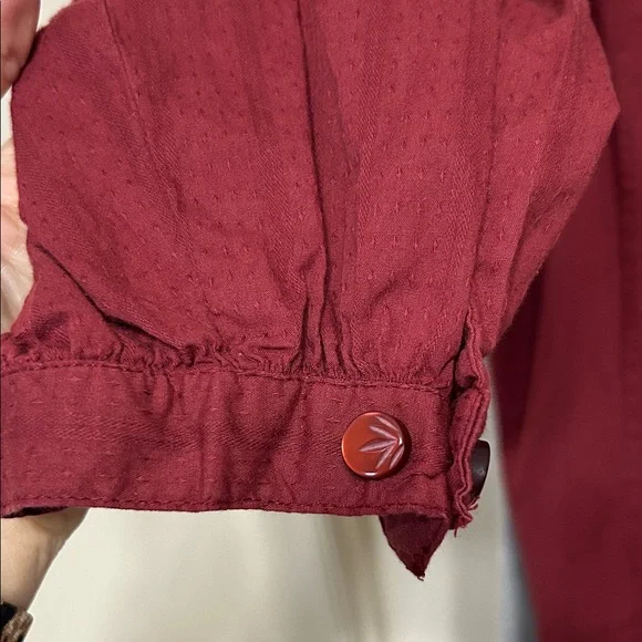 Denim 24/7 Wine Ruffle Cotton Blouse Button up with Lace Trim Fancy size 22 - Picture 6 of 14